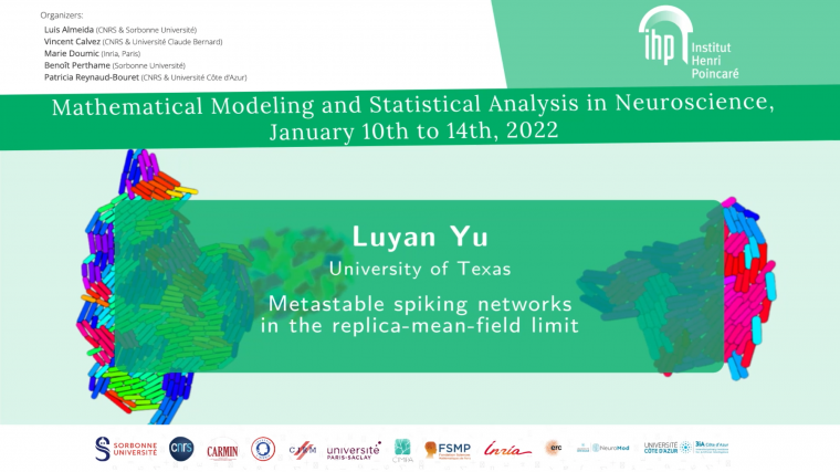 Metastable spiking networks in the replica-mean-field limit