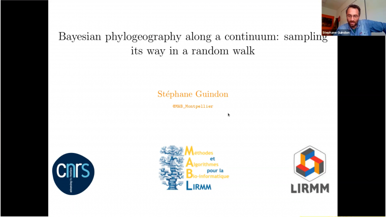 Bayesian phylogeography along a continuum: sampling its way in a random walk