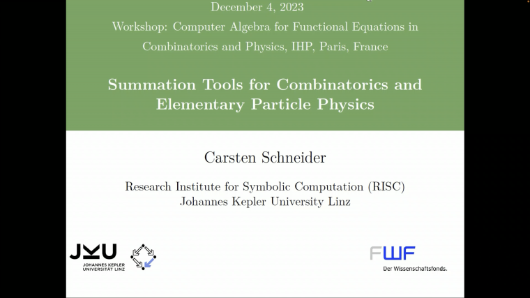 Summation Tools for Combinatorics and Elementary Particle Physics