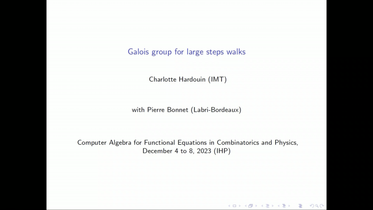Galois group for large steps walks