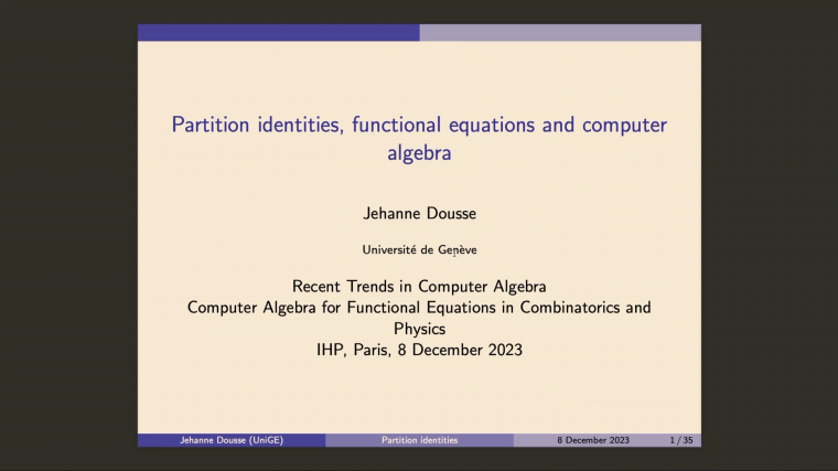 Partition identities, functional equations and computer algebra