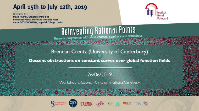 Descent obstructions on constant curves over global function fields