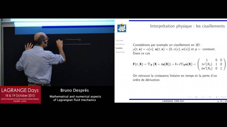 Mathematical and numerical aspects of Lagrangian fluid mechanics