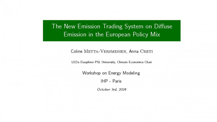The New Emission Trading System on Diffuse Emission in the European Policy Mix
