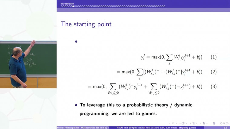 ReLU and Softplus Neural Nets as Zero-Sum, Turn-Based, Stopping Games