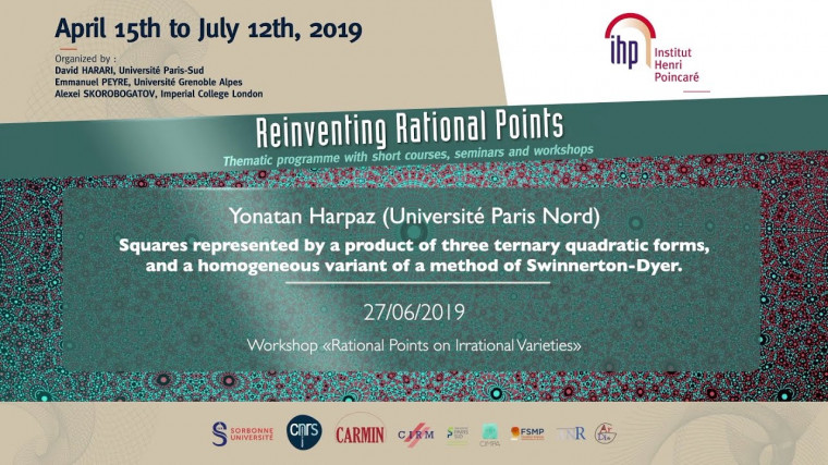 Squares represented by a product of three ternary quadratic forms, and a homogeneous variant of a method of Swinnerton-Dyer