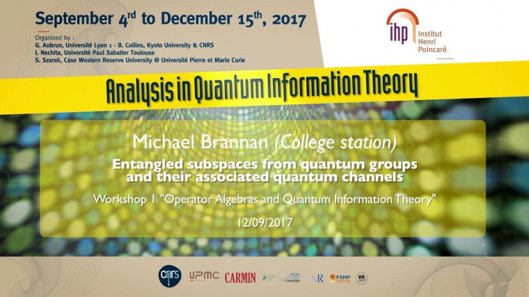 Entangled subspaces from quantum groups and their associated quantum channels.