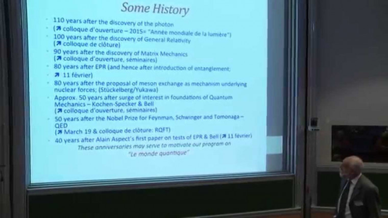 Ouverture du colloque, Jürg Fröhlich - Trimestre: Le Monde Quantique - Colloque d'ouverture et séminaires