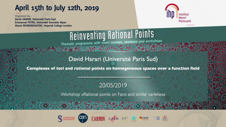 Complexes of tori and rational points on homogeneous spaces over a function field