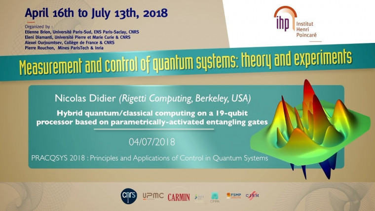 Hybrid quantum/classical computing on a 19-qubit processor based on parametrically-activated entangling gates