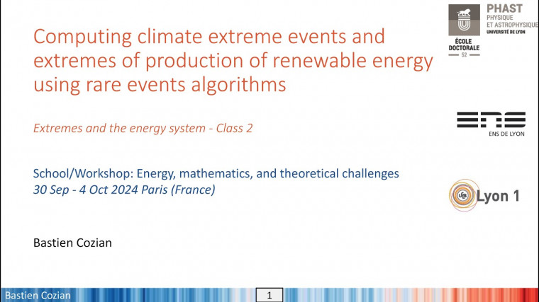 Computing climate extreme events & extremes of production of renewable energy