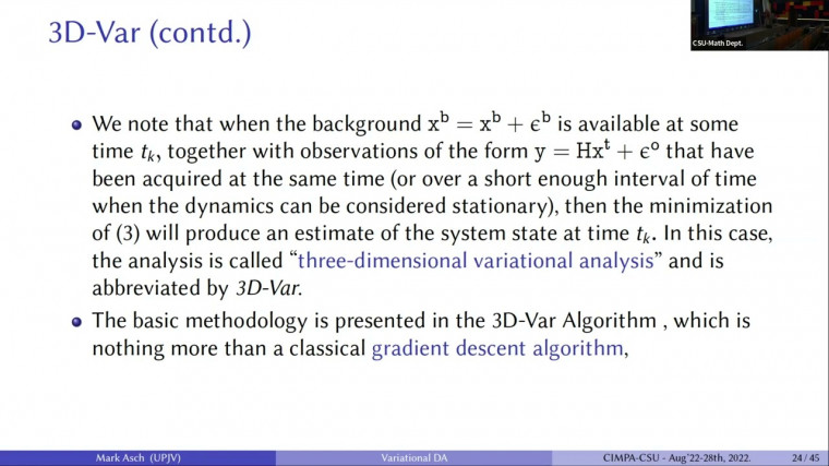 Data Assimilation for Environmental Problems (3/4)